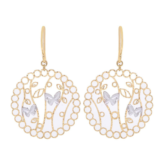 ต่างหูทอง18K ทรงกลม ลายผีเสื้อ - BigxShow