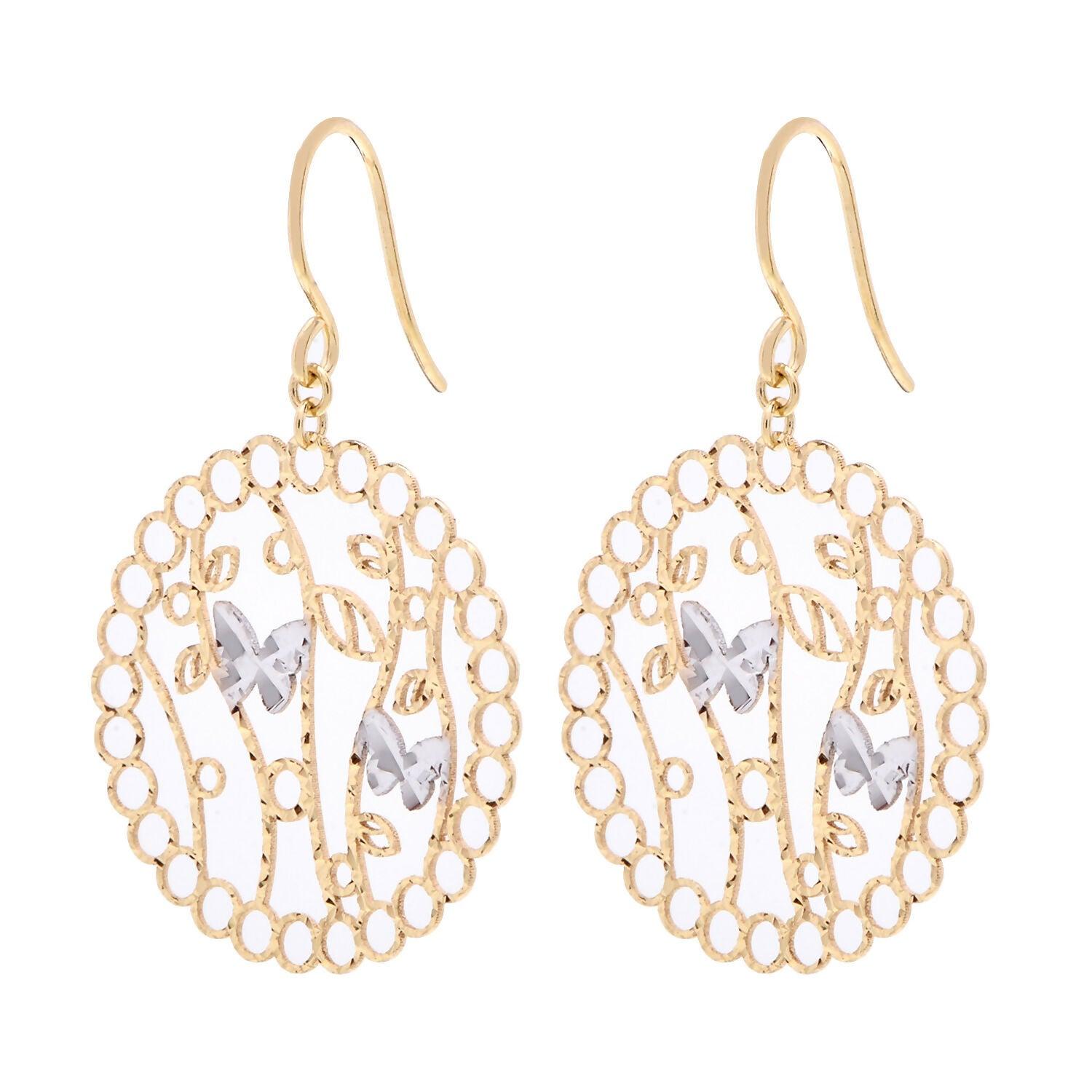 ต่างหูทอง18K ทรงกลม ลายผีเสื้อ - BigxShow