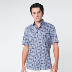 OLYMP LUXOR Shirt Navy blue shirt, printed pattern, comfortable to wear, easy to iron.