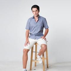 OLYMP LUXOR Shirt Navy blue shirt, printed pattern, comfortable to wear, easy to iron.
