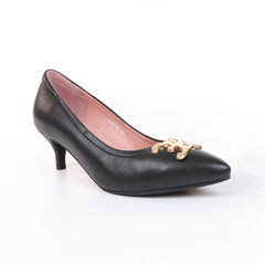ELLE SHOES LAMB SKIN COMFY COLLECTION high heel shoes, black, ELB002 