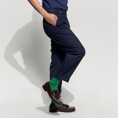 era-won Double Belts Trousers V4 Skinny Crop High Waist Shinori blue (navy) woven fabric