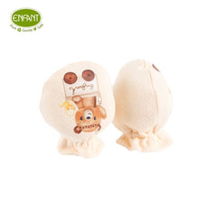 ENFANT อองฟองต์ ถุงมือเด็ก สำหรับเด็กอายุ 0-6 เดือน คอลเลกชั่น หมีกางเต็นท์ ผ้าคอตตอนออร์แกนิก สีครีม