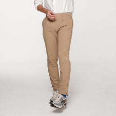era-won Cropped pants, Luxury details model, Beige color 