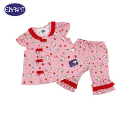 ENFANT Pink shirt + pants set, printed with Chinese gold dragon pattern, decorated with fabric buttons, 3 months - 2 years (3 months - 2 years)