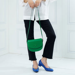 ELLE SHOES Lambskin shoes, square heel shape, LAMB SKIN COMFY COLLECTION, Block heel model, blue, ELB003 