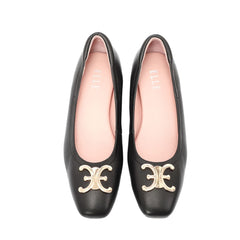 ELLE SHOES Lambskin shoes, square heel, LAMB SKIN COMFY COLLECTION, Block heel model, black, ELB003 