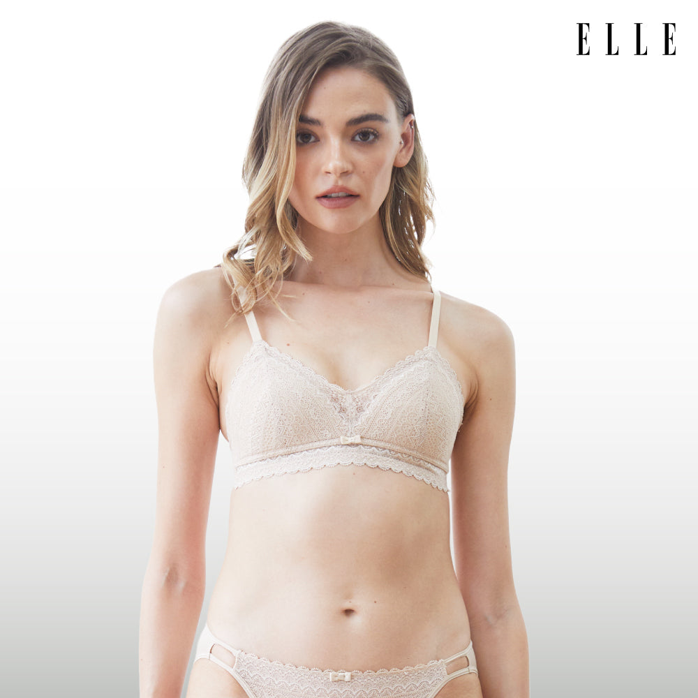 ELLE lingerie Paddedbra, wireless bra, lace fabric (Retro Lace) LB6735