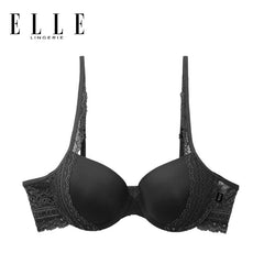 ELLE Lingerie Moulded Bra Push-up bra, smooth cups, lace trim - LB7534