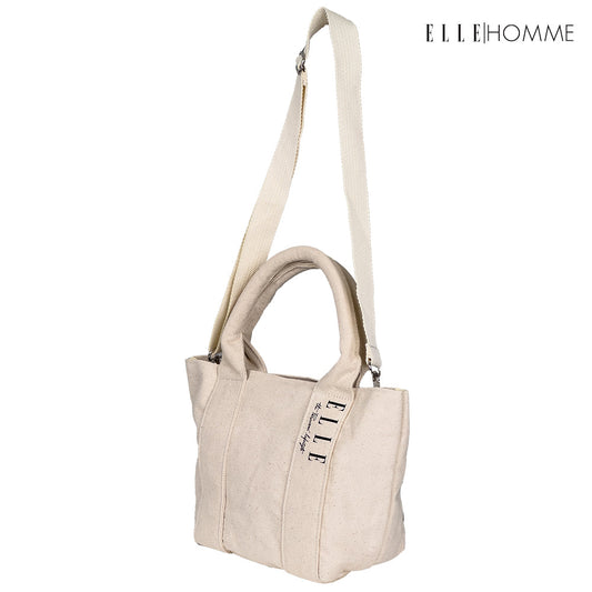 ELLE HOMME BAG Canvas bag with small shoulder strap, bag strap tape, ELLE logo screenprint | H8H002