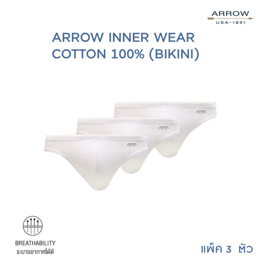 ARROW COTTON 100% BIKINI Men's underwear (1 PACK 3 pieces, white) 