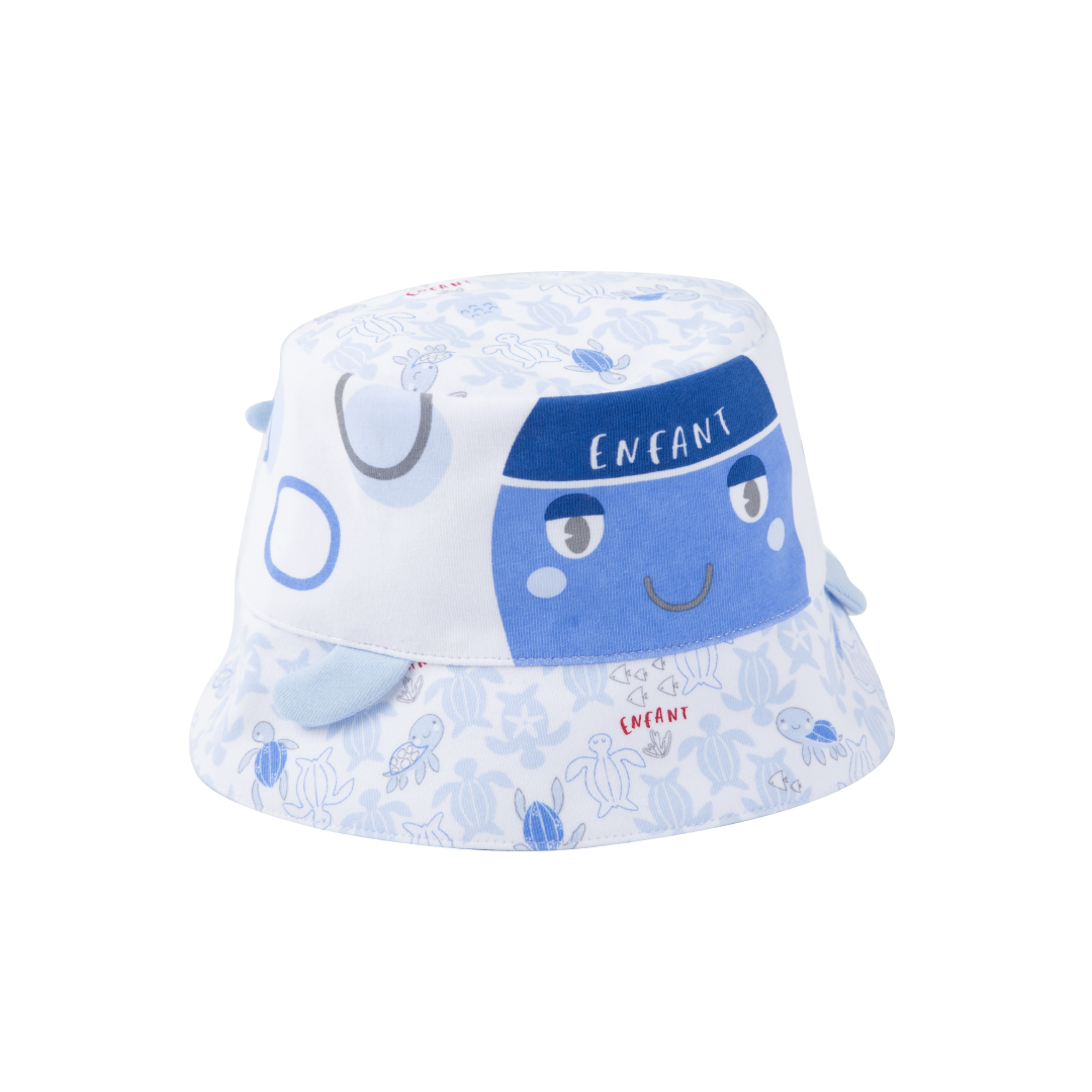 ENFANT Aungfont Children's Bucket Hat, Sea Turtle Collection, Printed with Leatherback Turtle, Cotton and Spandex Fabric, for children aged 3-12 months.