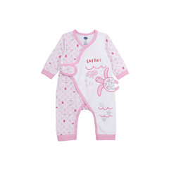 ENFANT Ongfont long-sleeved jumpsuit, Sea Turtle collection, printed with leatherback turtle pattern, cotton and spandex fabric for children aged 0-12 months.