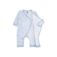 ENFANT Ongfont long-sleeved jumpsuit, Sea Turtle collection, printed with leatherback turtle pattern, cotton and spandex fabric for children aged 0-12 months.