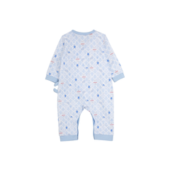 ENFANT Ongfont long-sleeved jumpsuit, Sea Turtle collection, printed with leatherback turtle pattern, cotton and spandex fabric for children aged 0-12 months.