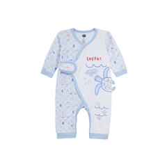 ENFANT Ongfont long-sleeved jumpsuit, Sea Turtle collection, printed with leatherback turtle pattern, cotton and spandex fabric for children aged 0-12 months.
