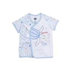 ENFANT Ongfont short-sleeved shirt + shorts set, Sea Turtle collection, printed with leatherback turtle pattern, cotton and spandex fabric, for children aged 0-6 months