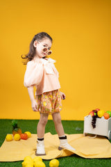 ENFANT อองฟองต์ ชุดเสื้อแขนพอง+กางเกงขาสั้น สำหรับเด็กอายุ 6 เดือน - 8 ปี คอลเลกชั่น เลม่อน ผ้าคอตตอนผสมผ้าซาติน สีส้ม