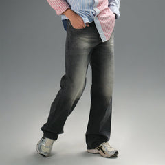 DENIM COMFY LOOSE BAGGY long jeans, Black Wash color 