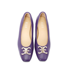 ELLE SHOES Lambskin shoes, square heel, LAMB SKIN COMFY COLLECTION, Block heel model, purple, ELB003 