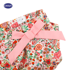 Enfant (Enfant) short-sleeved shirt with ruffles + balloon pants with peony pattern, Festive collection, welcoming the Year of the Golden Dragon, for children aged 6 months - 8 years, red