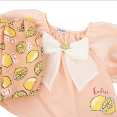 ENFANT อองฟองต์ ชุดเสื้อแขนพอง+กางเกงขาสั้น สำหรับเด็กอายุ 6 เดือน - 8 ปี คอลเลกชั่น เลม่อน ผ้าคอตตอนผสมผ้าซาติน สีส้ม