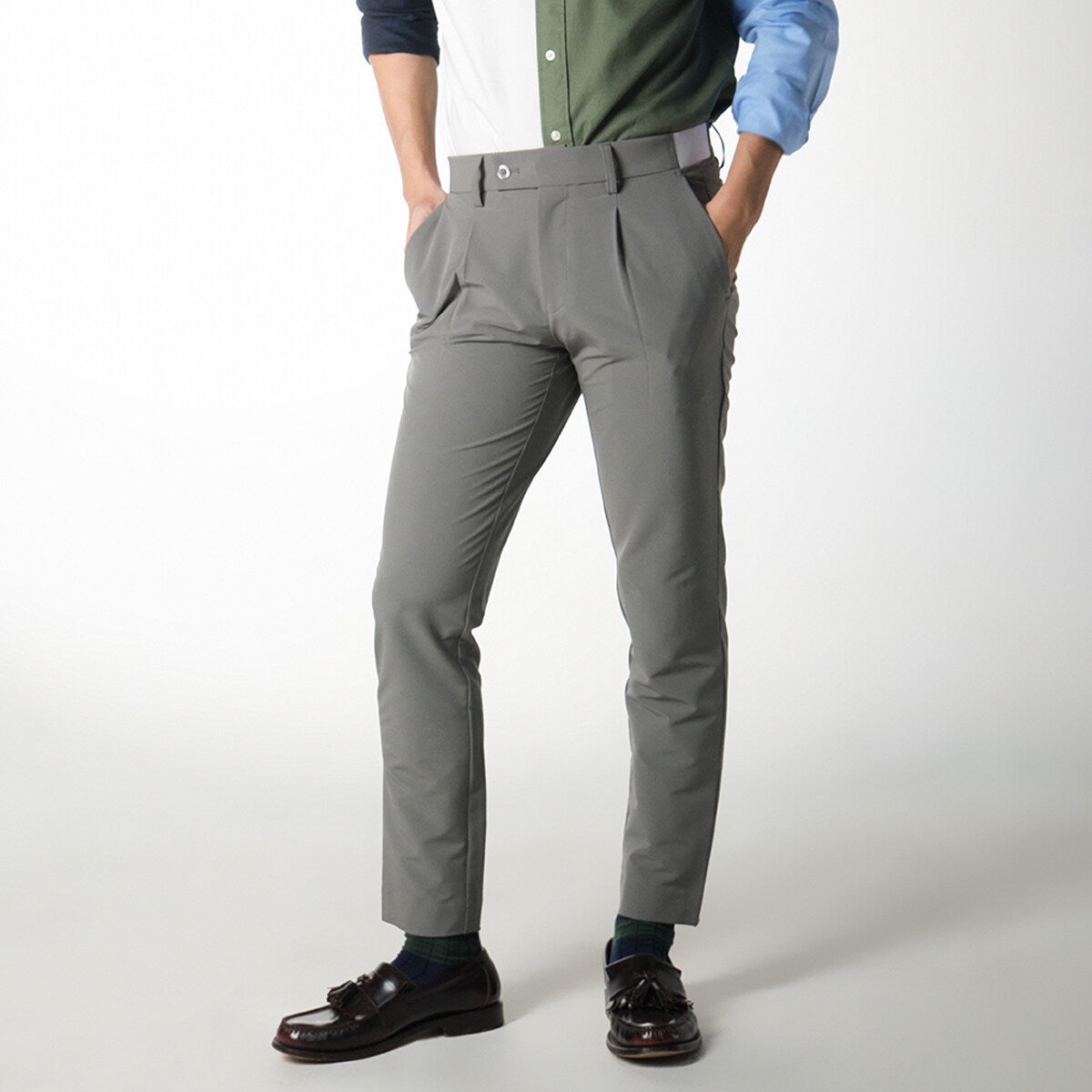 era-won long pants, elastic waist, model GOLF FABRIC PANTS (065V9), color Grey 