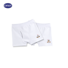 ENFANT (Enfant) Boys' underwear for children aged 2-12 years, size XS-XL, cartoon print, pack of 3, mixed patterns, white