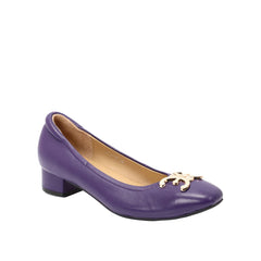 ELLE SHOES Lambskin shoes, square heel, LAMB SKIN COMFY COLLECTION, Block heel model, purple, ELB003 