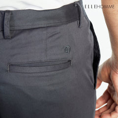 ELLE HOMME Slim-fit chino pants, EH logo embroidery, dark grey, W8L275