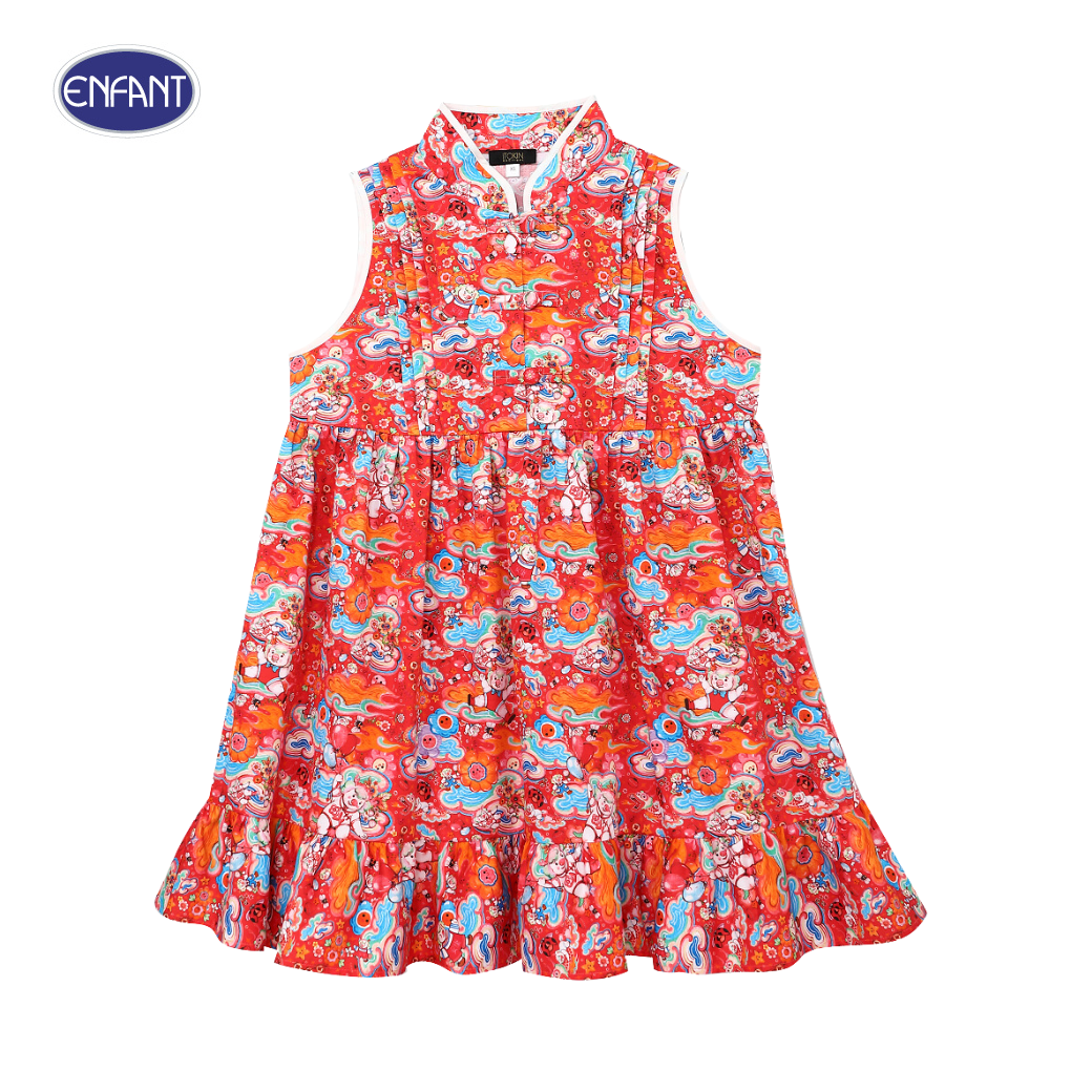 Enfant (Enfant) sleeveless blouse, Chinese collar, Festive collection, welcoming the Year of the Golden Dragon, for mothers, size ML, red