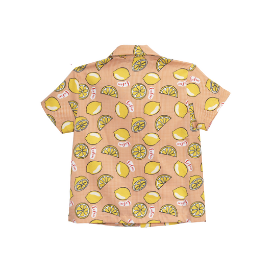 ENFANT อองฟองต์ ชุดเสื้อเชิ้ต+กางเกงขาสั้น สำหรับเด็กอายุ 6 เดือน - 8 ปี คอลเลกชั่น เลม่อน ผ้าคอตตอนผสมผ้าซาติน สีส้ม