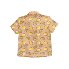 ENFANT Ongfont shirt + shorts set for children aged 6 months - 8 years, Lemon collection, cotton mixed with satin, orange color 