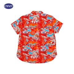Enfant (Enfant) Chinese collar shirt, short front, long back, Festive collection, welcoming the Year of the Golden Dragon, for children aged 6 months - 8 years, red