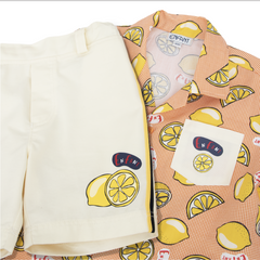 ENFANT Ongfont shirt + shorts set for children aged 6 months - 8 years, Lemon collection, cotton mixed with satin, orange color 