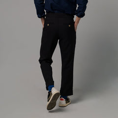 era-won Long pants, Double Belts Trousers V3, Skinny Crop style, high waist, Space black color (black)