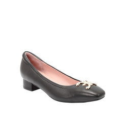 ELLE SHOES Lambskin shoes, square heel, LAMB SKIN COMFY COLLECTION, Block heel model, black, ELB003 