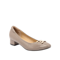 ELLE SHOES Lambskin shoes, square heel, LAMB SKIN COMFY COLLECTION, Block heel model, light brown, ELB003 