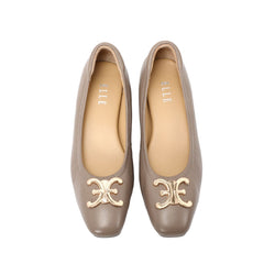 ELLE SHOES Lambskin shoes, square heel, LAMB SKIN COMFY COLLECTION, Block heel model, light brown, ELB003 