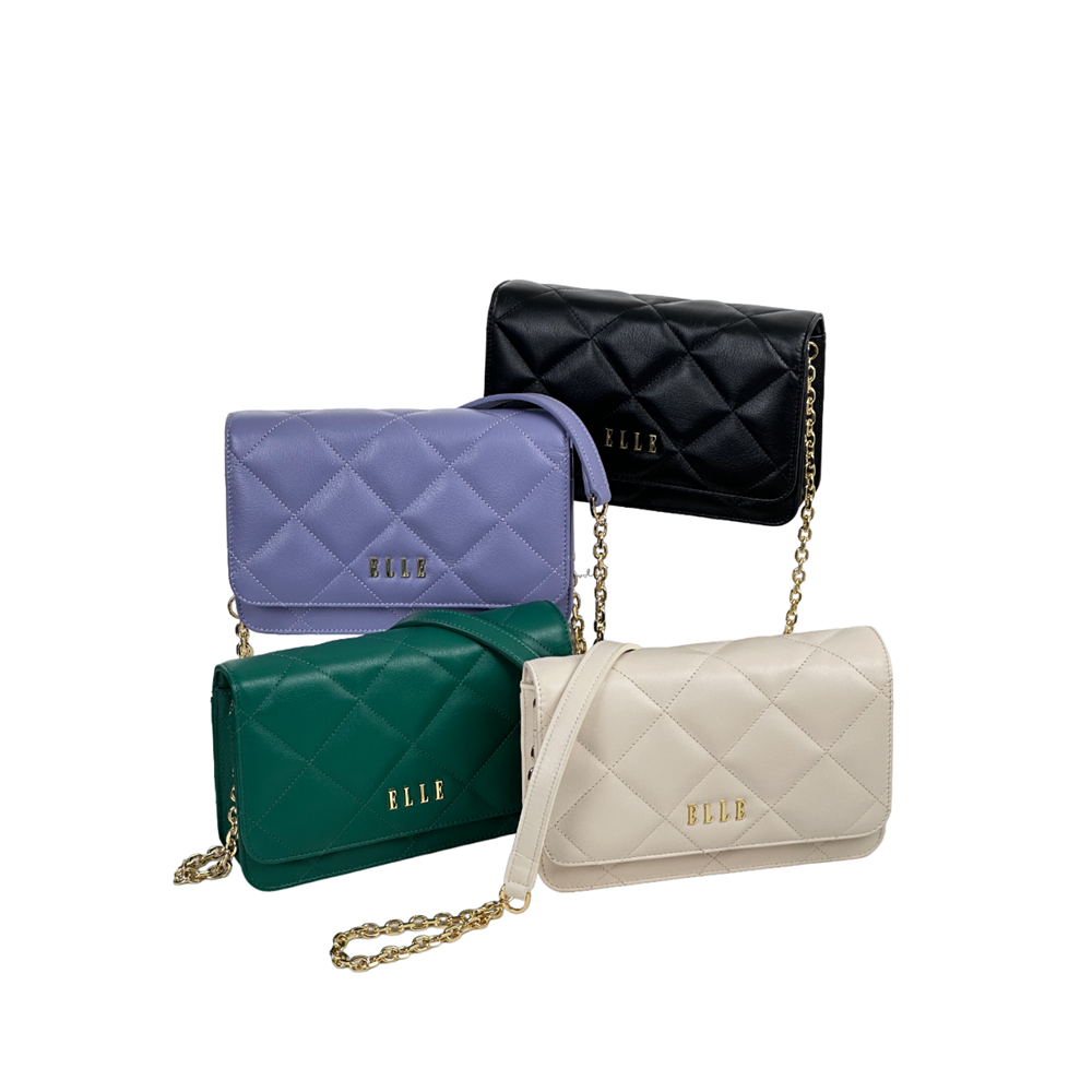 ELLE BAG I Women's QUITING shoulder bag, 4 colors: black, green, white, purple I EWH161 