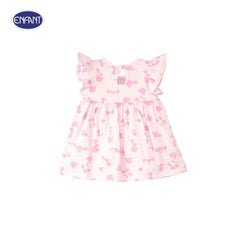 ENFANT (Enfant) ruffled sleeve dress set for children aged 3-18 months, Summer Bear collection, pure cotton, pink 