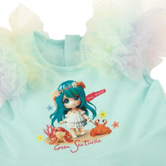 ENFANT (Enfant) ruffled sleeve dress set for children aged 6 months - 8 years, SoS Art toy collection, blue color 