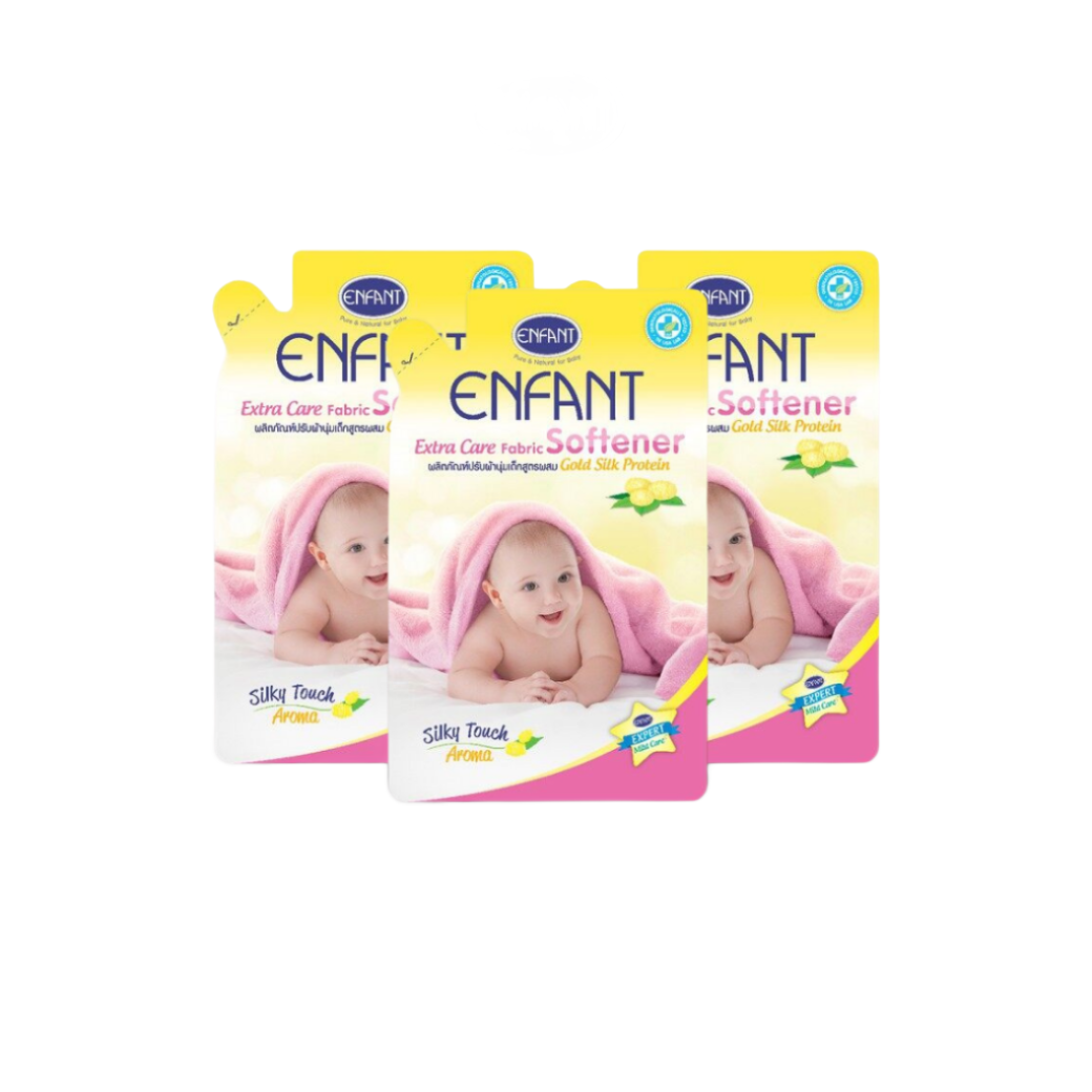 Enfant Extra Care Fabric Softener Gold Silk Protein, fabric softener for newborns and sensitive skin, formula mixed with Gold Silk Protein, 700 ml., 1 box/12 sachets