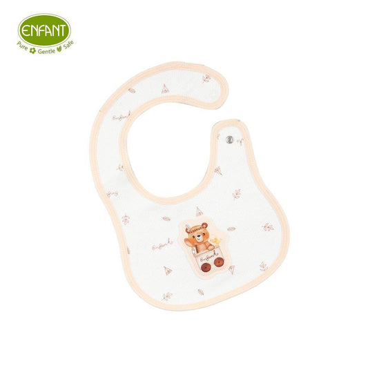 ENFANT อองฟองต์ ผ้ากันเปื้อนเด็ก สำหรับเด็กอายุ 0-6 เดือน คอลเลกชั่น หมีกางเต็นท์ ผ้าคอตตอนออร์แกนิก สีครีม
