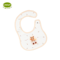 ENFANT อองฟองต์ ผ้ากันเปื้อนเด็ก สำหรับเด็กอายุ 0-6 เดือน คอลเลกชั่น หมีกางเต็นท์ ผ้าคอตตอนออร์แกนิก สีครีม