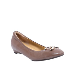 ELLE SHOES Lambskin shoes, ballet style, LAMB SKIN COMFY COLLECTION, Ballerina model, brown, ELB001