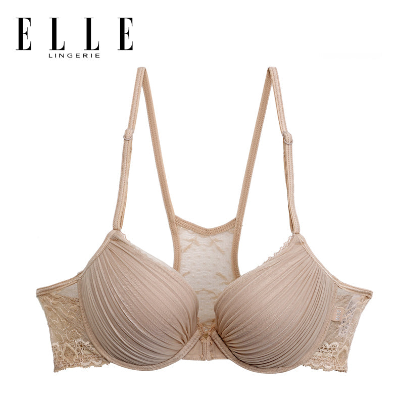Elle Lingerie Front Hook Bra, front hook bra, decorated with pleats and lace - LB7540