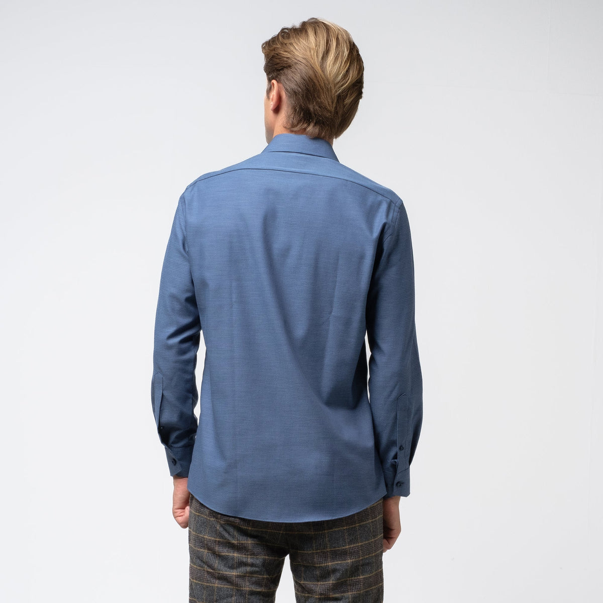 OLYMP LUXOR Shirt, navy blue textured shirt, comfortable to wear, easy to iron
