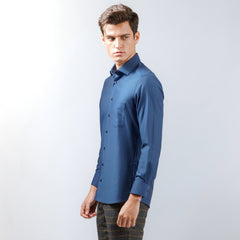 OLYMP LUXOR Shirt Navy blue shirt, diagonal pattern, comfortable to wear, easy to iron
