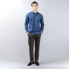 OLYMP LUXOR Shirt Navy blue shirt, diagonal pattern, comfortable to wear, easy to iron